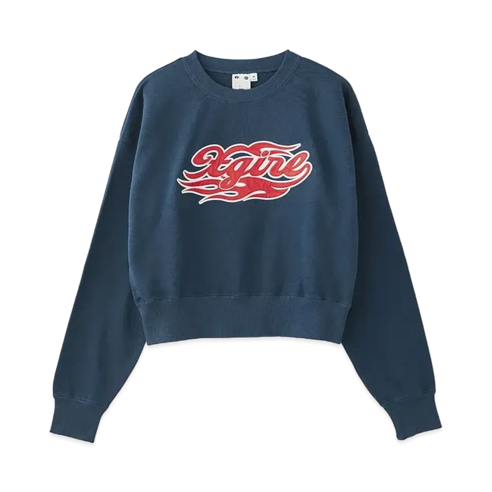 X-Girl Flame Logo Patch Compact Sweat Top "Navy"