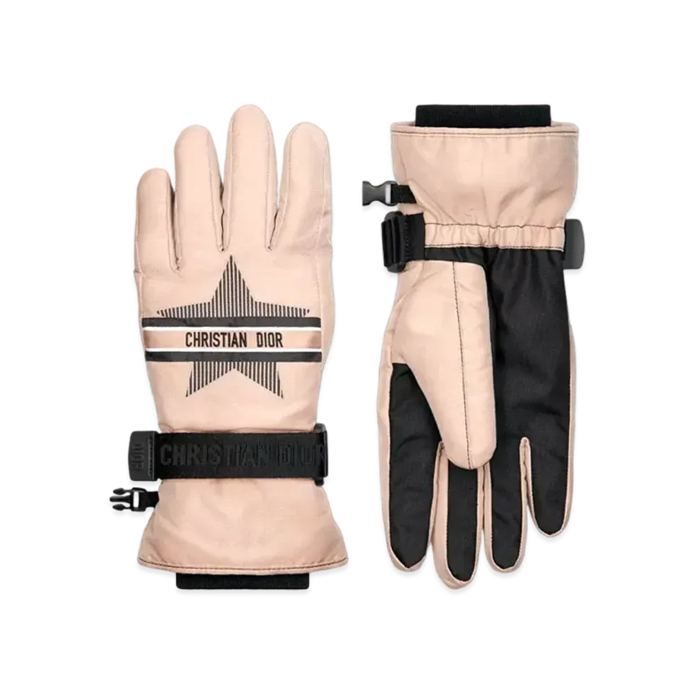 Dior DiorAlps Ski Gloves Rose des Vents and Black Technical Fabric "Rose/Black"