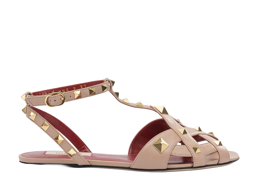 Valentino Garavani Women's Studdy Leather Sandals "Pink"