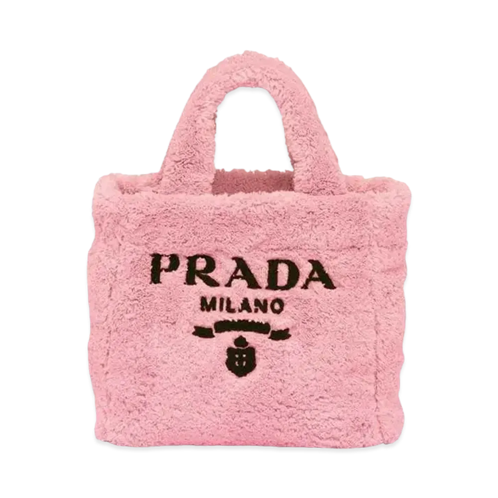 PRADA Terry Mini Tote Bag Fabric "Petal Pink/Black"