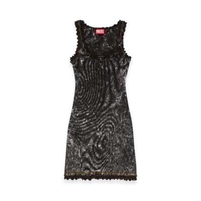 Diesel D-Certa Stretch Mini Dress With Contrasting Trims "Black"
