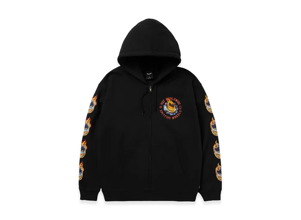 HUF x SPITFIRE Chrome Head Full Zip Hoodie "Black"