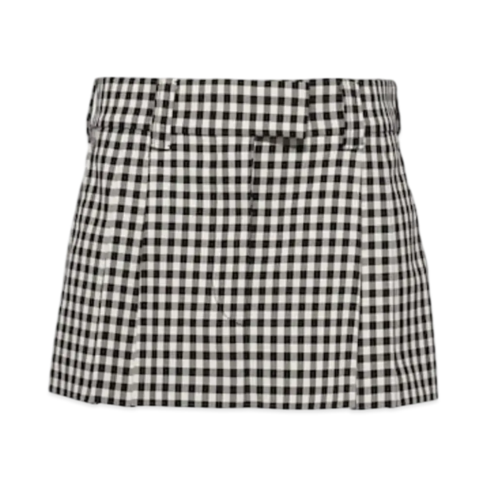 MIU MIU Women's Gingham Check Skirt "White/Black"