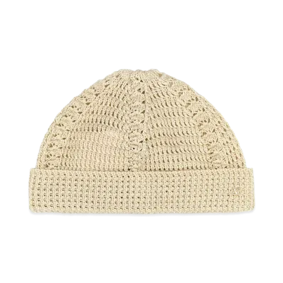Valentino Cotton Knitted Vlogo Signature Beanie Hat "Sand/Beige"