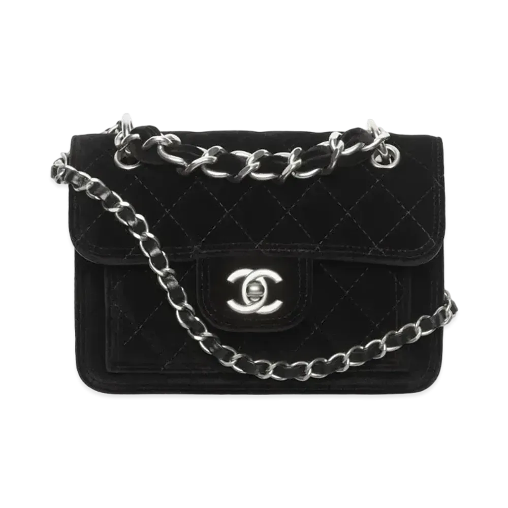 CHANEL Mini Flap Bag Velvet "Black"