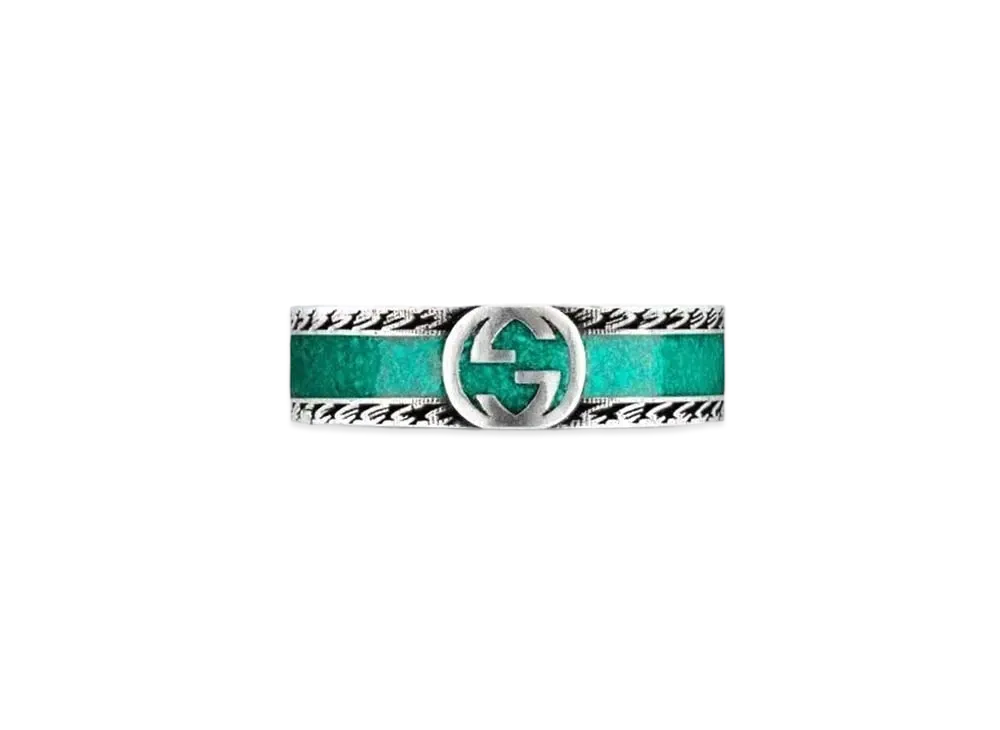 グッチ インターロッキングG リング "ターコイズエナメル/シルバー" 645573 J8410 8136