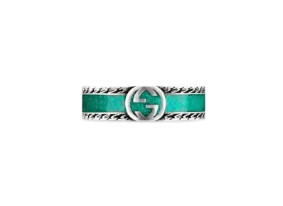 GUCCI Ring With Interlocking G "Turquoise Enamel/Silver"