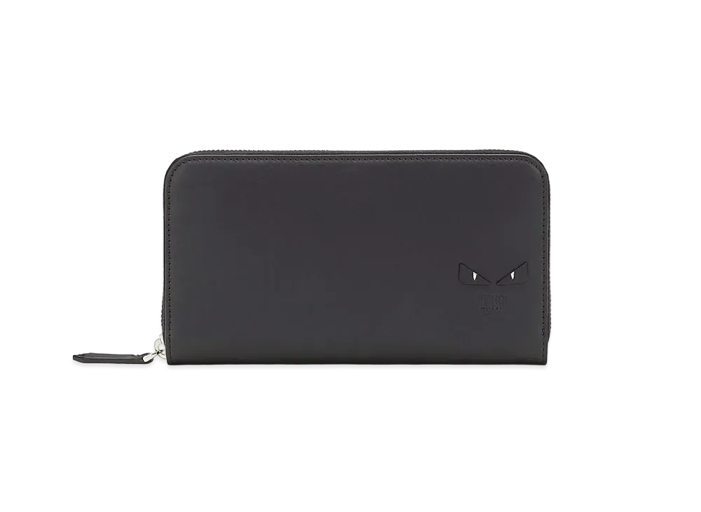 FENDI Zip-Around Wallet Smooth Leather Wallet "Black"
