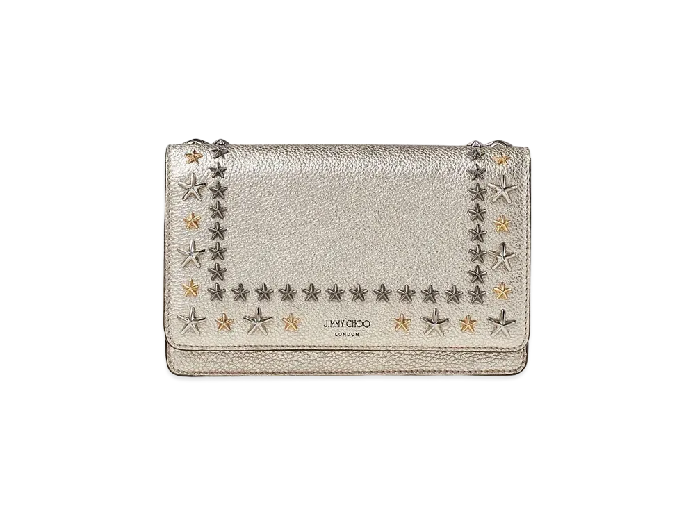 Jimmy Choo Palace Metaric Soft Grainy Calf Leather Mini Bag With Stars Studs "Light Gold"