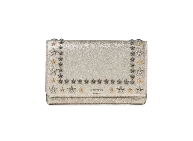 Jimmy Choo Palace Metaric Soft Grainy Calf Leather Mini Bag With Stars Studs "Light Gold"