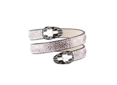 BVLGARI Serpenti Forever Leather Bracelet "Silver/Beige/Ivory"