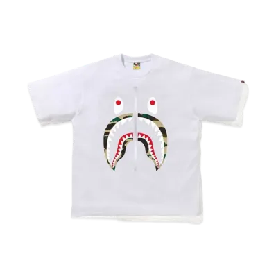 A BATHING APE 1ST CAMO SHARK RELAXED TEE "White/Yellow"
