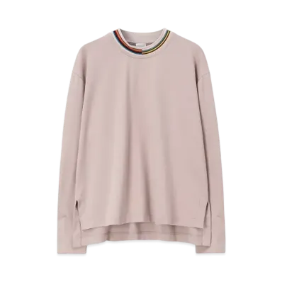 Paul Smith Women's Signature Neck Long Sleeve Cut and Sewn "Ecru"