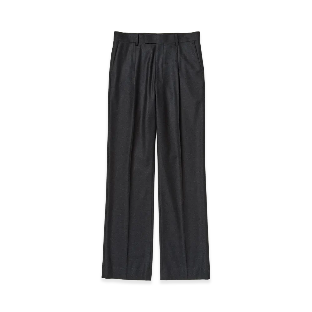 AURALEE Wool Fulling Flannel One-Tuck Slacks "Top Charcoal"