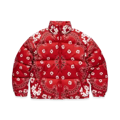 DENIM TEARS Cotton Wreath Paisley Puffer Jacket "Red"