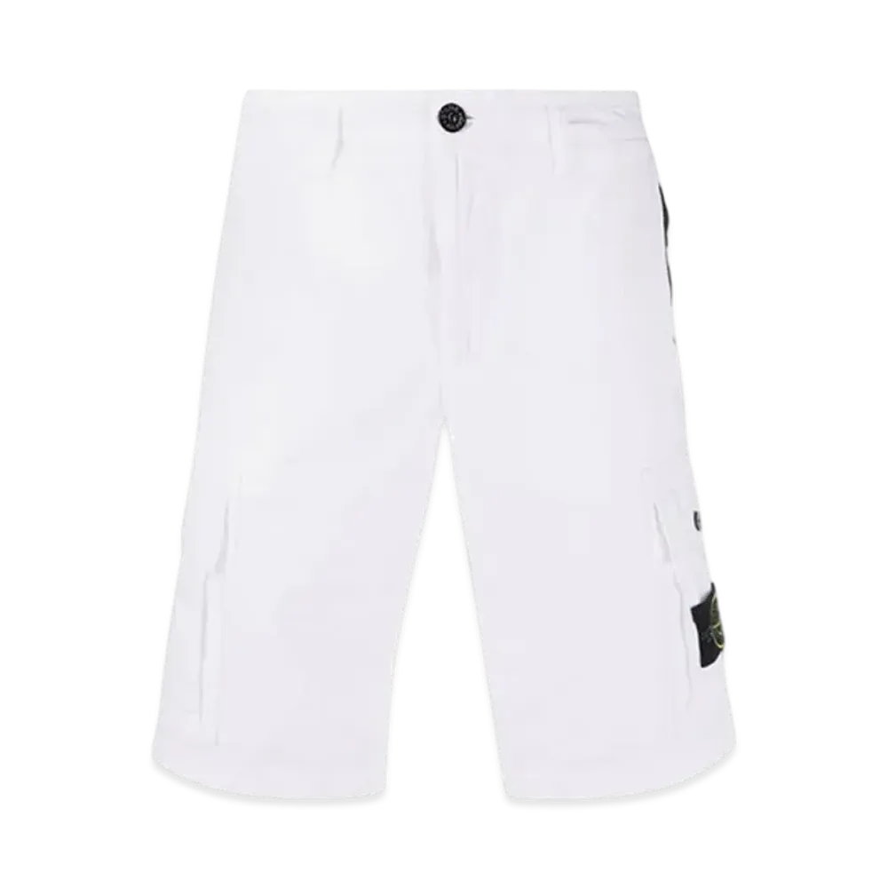 Stone Island L11WA Brushed Cotton Canvas Garment Dyed Bermuda Shorts - 22SS "White"