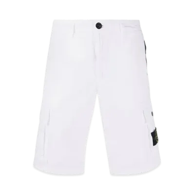 Stone Island L11WA Brushed Cotton Canvas Garment Dyed Bermuda Shorts - 22SS "White"