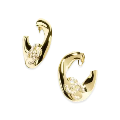 CHANEL Clip-On Hoop Earrings Metal, Glass Pearls & Strass "Gold/Pearly White/Crystal"