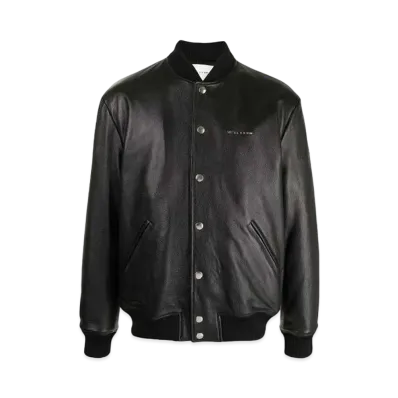 1017 ALYX 9SM Logo-Print Pebbled Leather Jacket "Black"