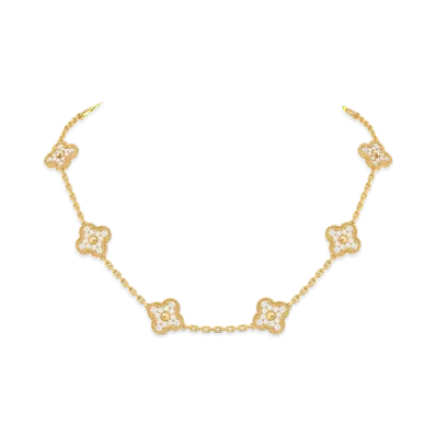 Van Cleef & Arpels Vintage Alhambra necklace 10 motifs "18K Yellow gold/Diamond"