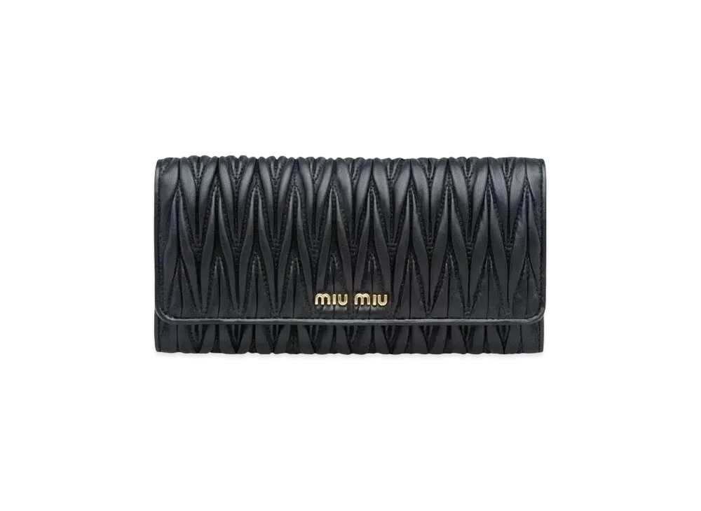 MIU MIU Materasse Leather Wallet "Black"