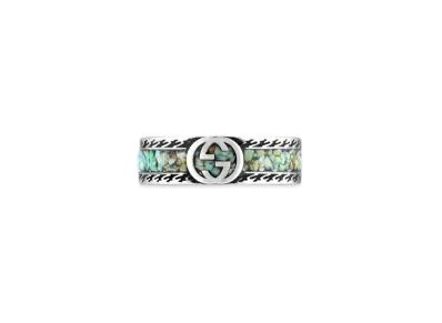 GUCCI Interlocking G Ring "Brown/Turquoise"