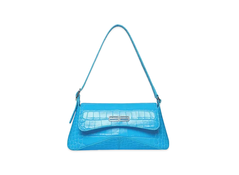 BALENCIAGA XX Small Flap Bag Crocodile Embossed "Blue"