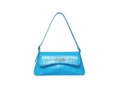 BALENCIAGA XX Small Flap Bag Crocodile Embossed "Blue"