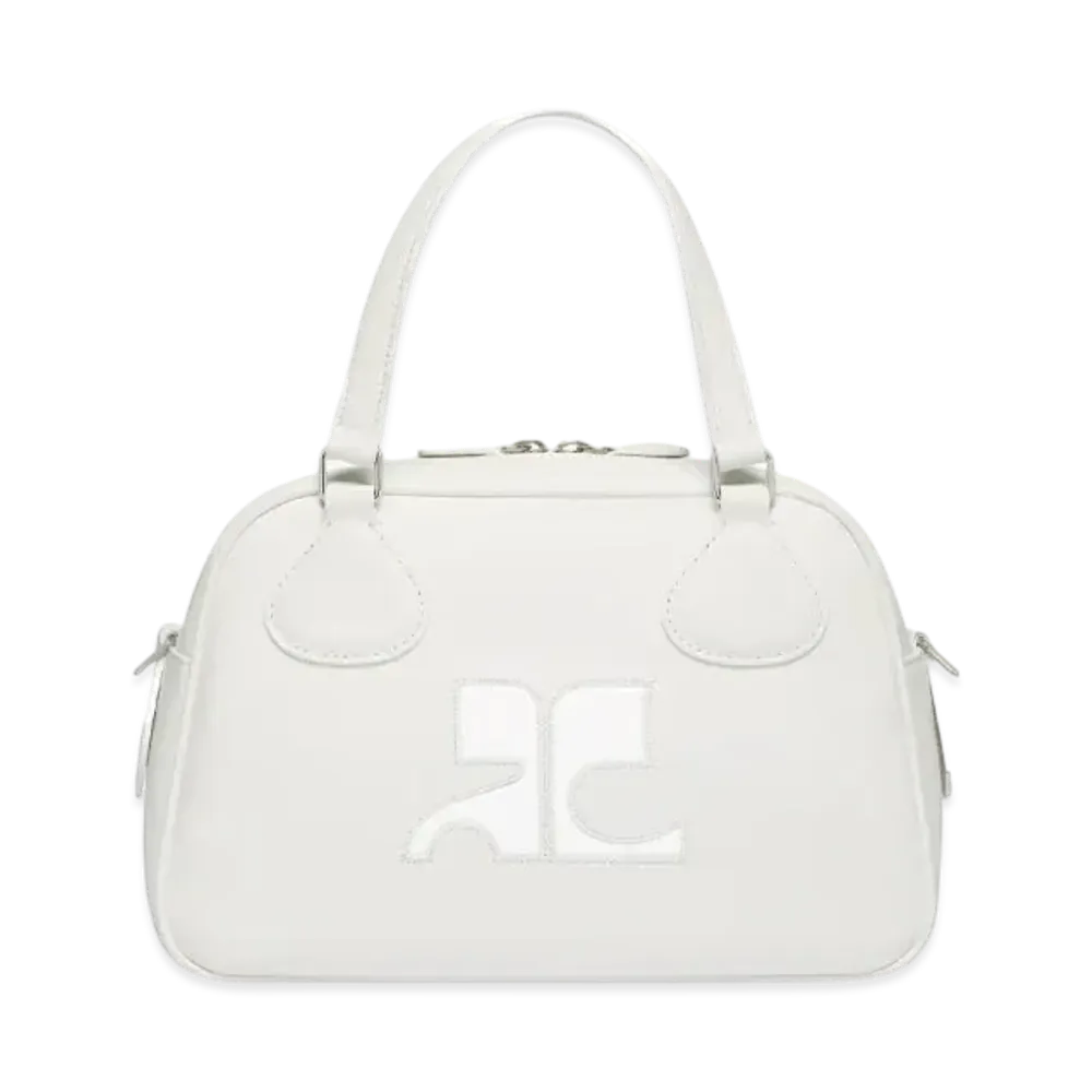 Courreges Reedition Leather Bowling Bag "Heritage White"