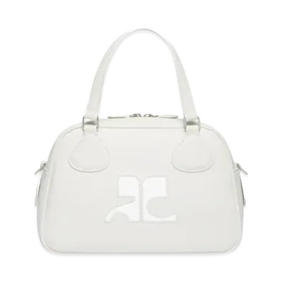 Courreges Reedition Leather Bowling Bag "Heritage White"