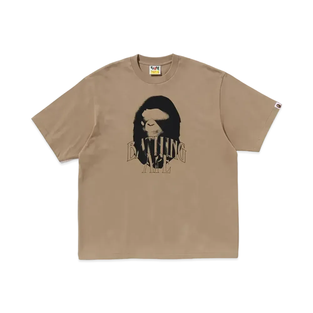A BATHING APE Spray Print Logo Relaxed Fit Tee "Beige"