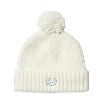 Uniqlo x KAWS Winter Kids Heattech Suffle Yarn Knit Cap "Off White"