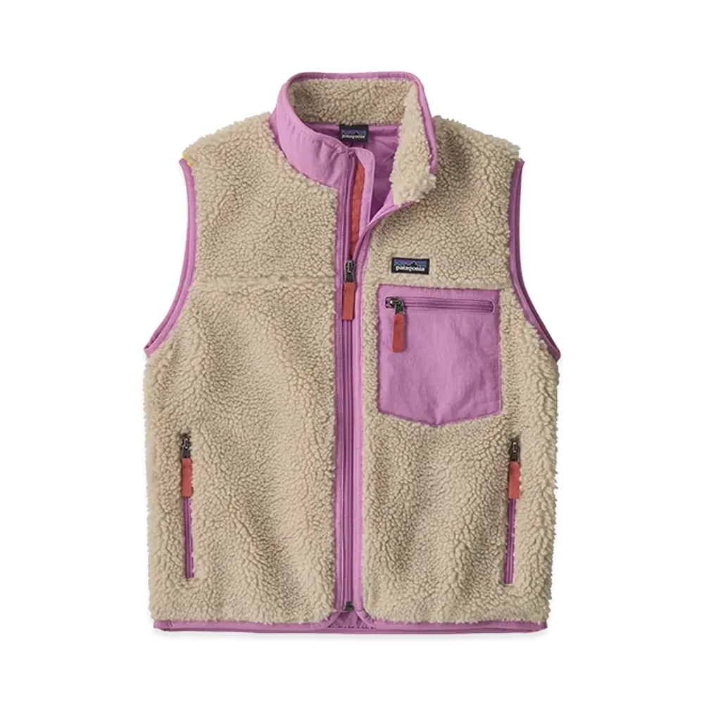 Patagonia Kids Retro-X Vest "Natural w/Brisk Purple"