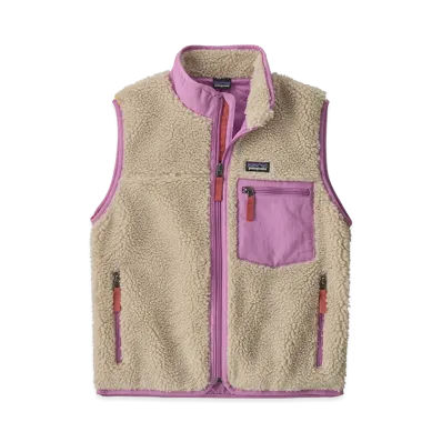 Patagonia Kids Retro-X Vest "Natural w/Brisk Purple"