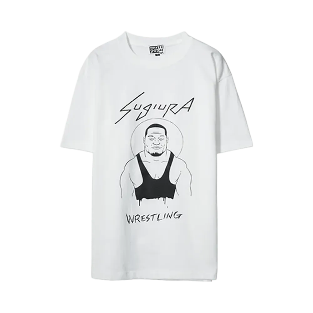 PRO WRESTLING NOAH 25th ANNIV \ HOLY SHIT SUGIURA TAKASHI "SUGIURA " T-SHIRT "WHITE"
