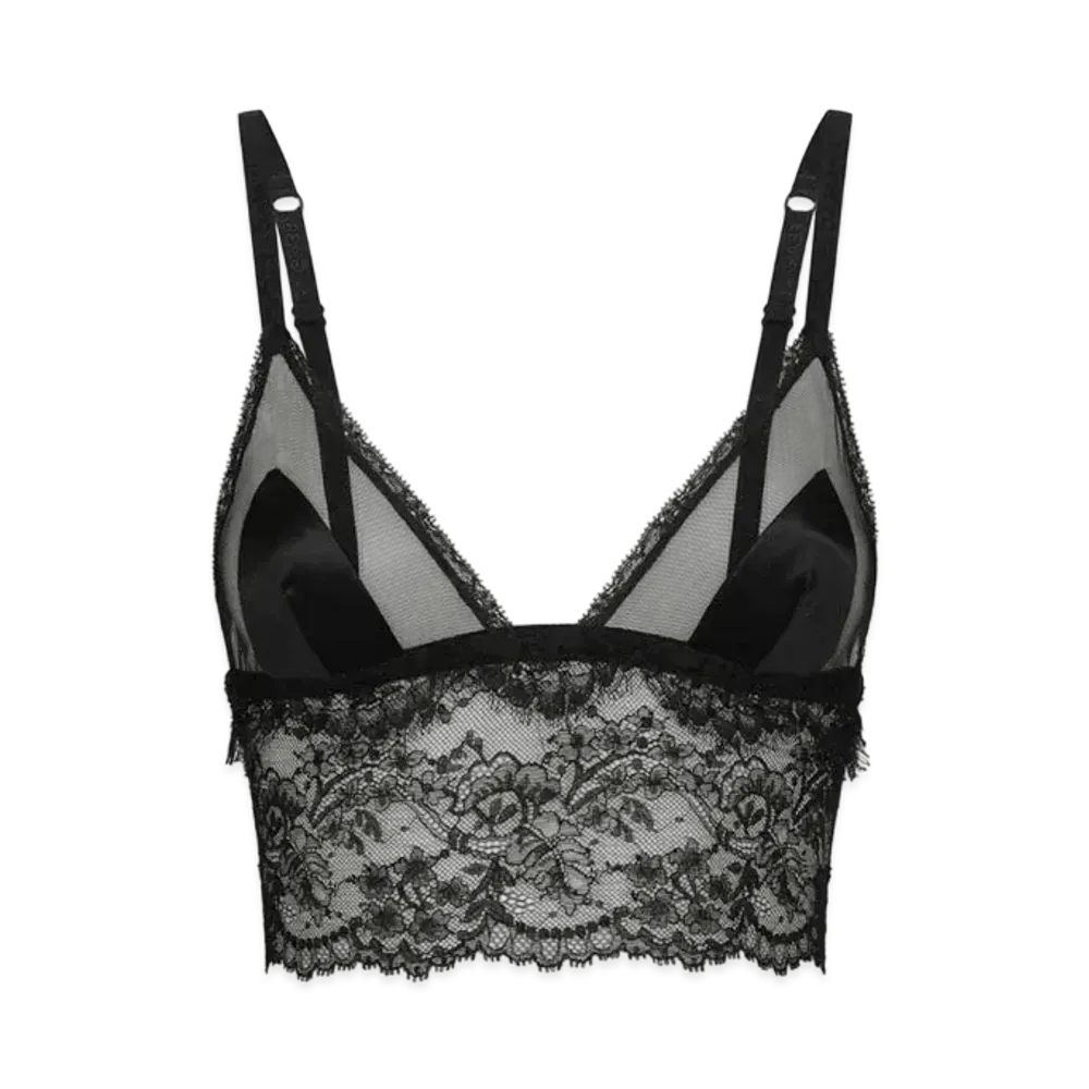 DOLCE&GABBANA Soft-Cup Satin Bralette With Lace Detailing "Black"