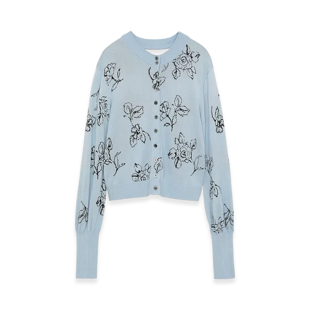 CLANE x Minami Tanaka Thin Flower W Face Cardigan "Sax"