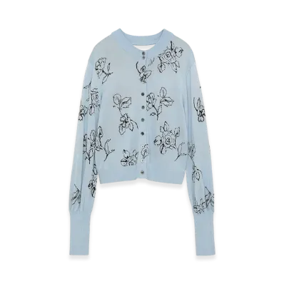 CLANE x Minami Tanaka Thin Flower W Face Cardigan "Sax"