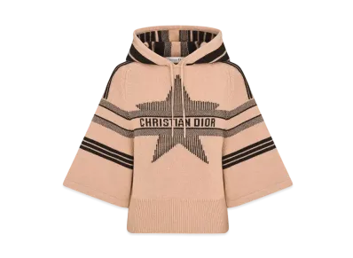 Dior DiorAlps Three-Quarter Sleeve Hooded Sweater Wool and Cashmere Knit with Dior Star Motif "Pink/Black"