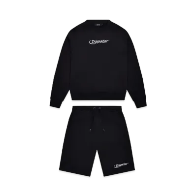 TRAPSTAR Hyperdrive Crewneck Short Set "Black"