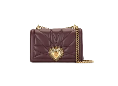 Dolce&Gabbana Devotion Crossbody Bag Small Matrasse Nappa Leather "Bordeaux"