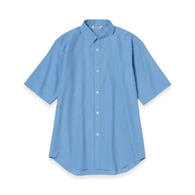 AURALEE Washed Finx Twill Half Sleeved Shirt "Blue"