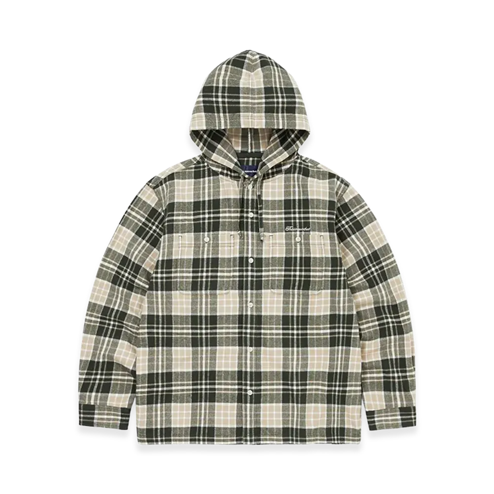 thisisneverthat Flannel Hooded Check Shirt "Green"