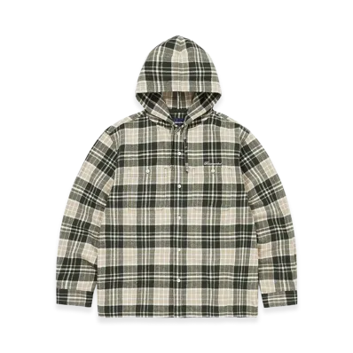 thisisneverthat Flannel Hooded Check Shirt "Green"