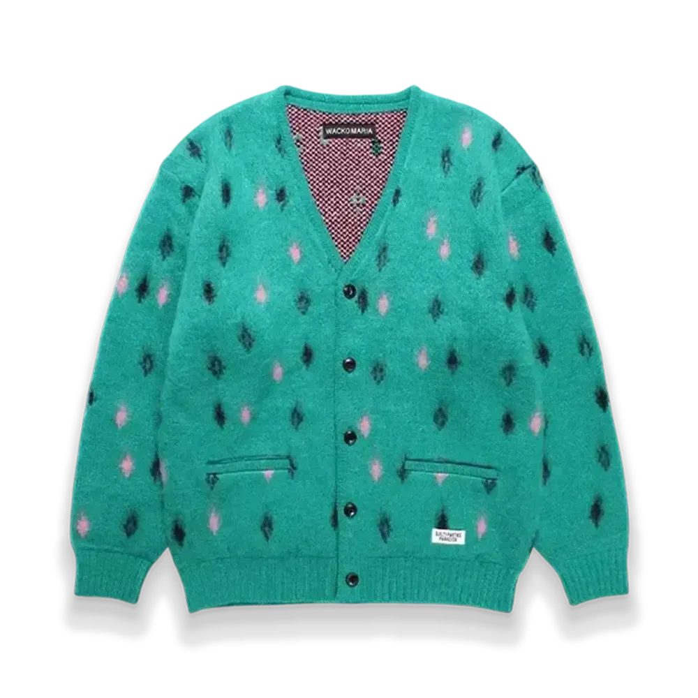 WACKO MARIA Diamond Heavy Mohair Knit Cardigan "Green"