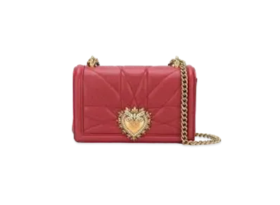 Dolce&Gabbana Devotion Crossbody Bag Small Matrasse Nappa Leather "Red"