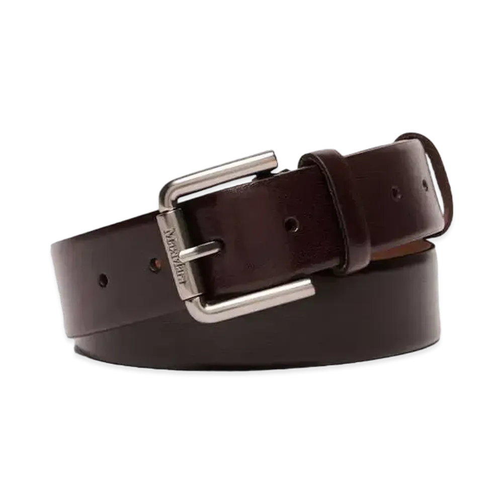 Max Mara Wet Leather Calf Leather Belt "Dark Brown"