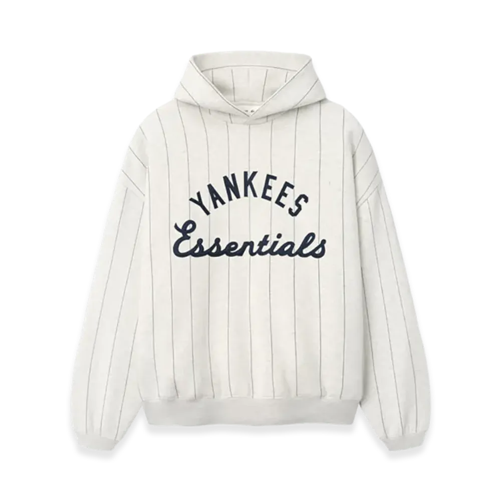 FEAR OF GOD x MLB Yankees Sport Hoodie "Oatmeal Heather W Dark Sapphire Pinstripes"