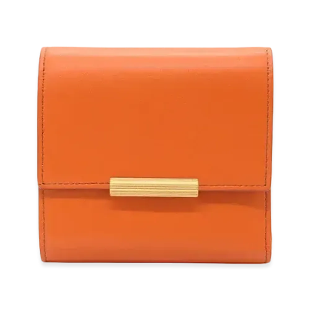 Bottega Veneta French Calf Continental Trifold Wallet Small "Orange"