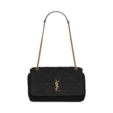 Saint Laurent Jamie Medium "Carre Rive Gauche" In Raffia "Black"